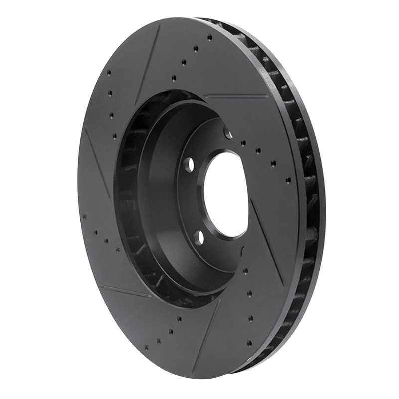 Audi Q7 Brake Rotor (1) - Front - R1 Concepts - Drilled & Slotted - Black - `03-`15